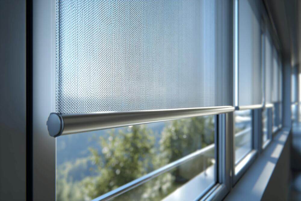 Jasne rolety na oknie w Szydłowcu