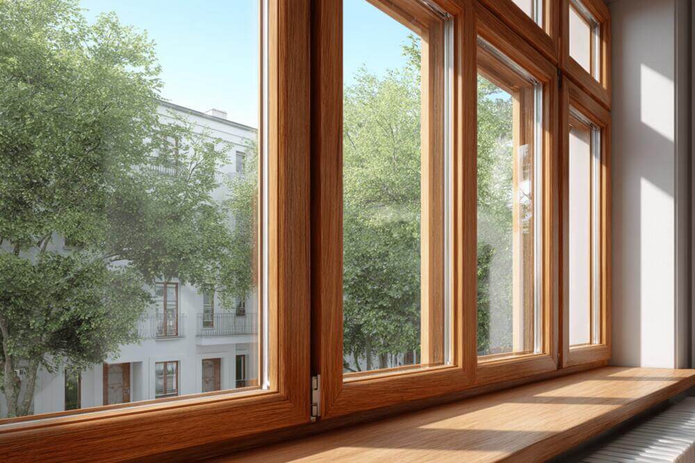 Okna drewniane najłatwiejsze w utrzymaniu: powłoka fabryczna, drewno klejone warstwowo, farba kryjąca lub nakładka alu, montaż 3-warstwowy.